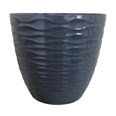 SOUTHERN PATIO Southern Patio 7010699 15 in. dia. PP Plastic Gallway Flower Pot; Gray 7010699